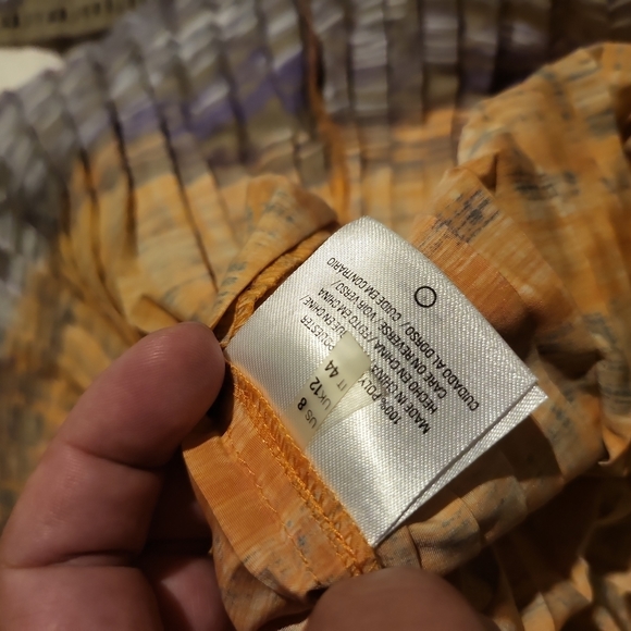 𝅺elie Tahari Pleated Dress Orange / Purple Size 8 - Picture 5 of 5